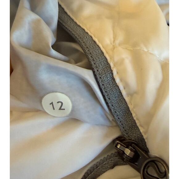 Lululemon women's down jacket 12 white insulated quilted full zip pockets - Picture 12 of 12